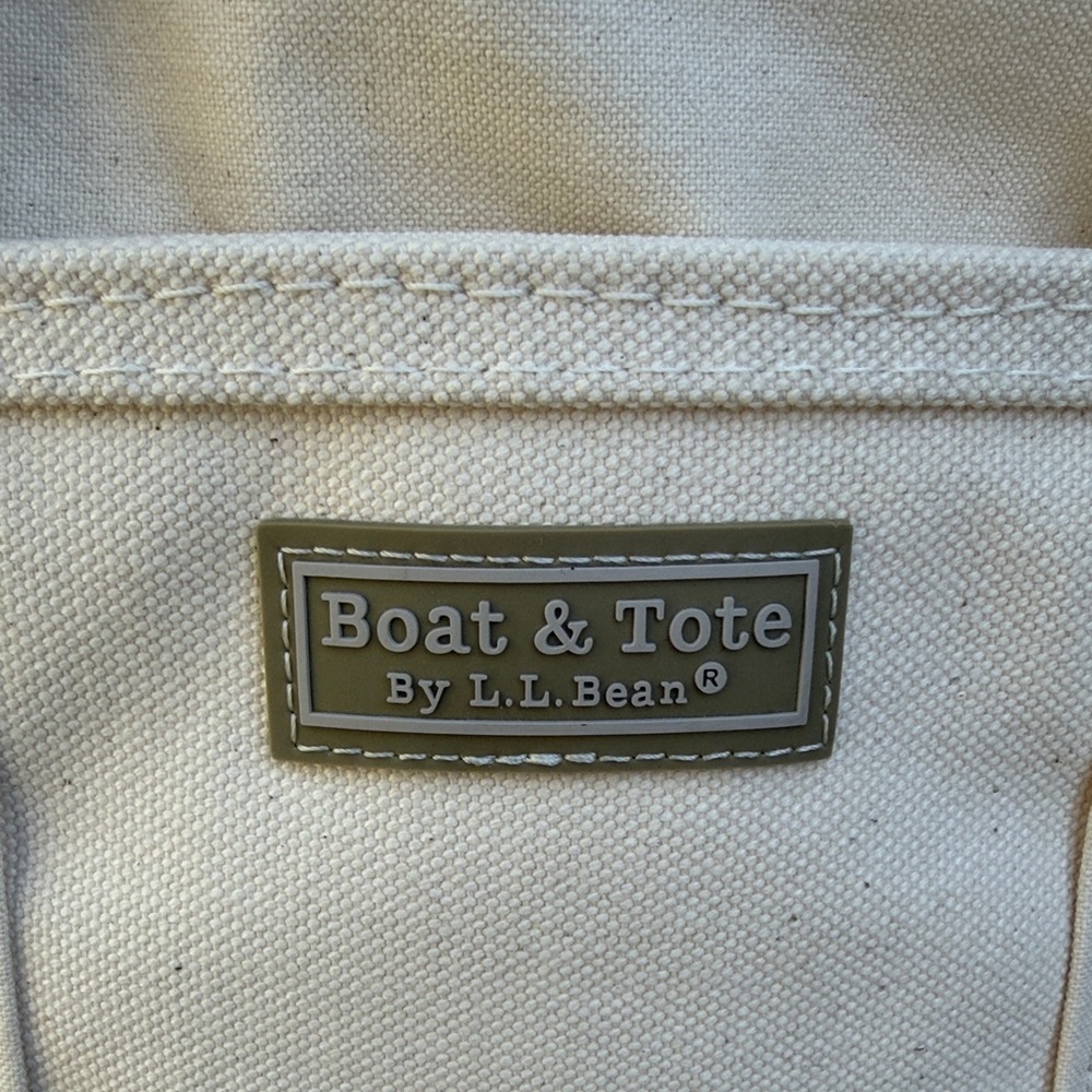 LL Bean Cream Canvas Small Tote Bag with Strap and Zipper. - Picture 5 of 6
